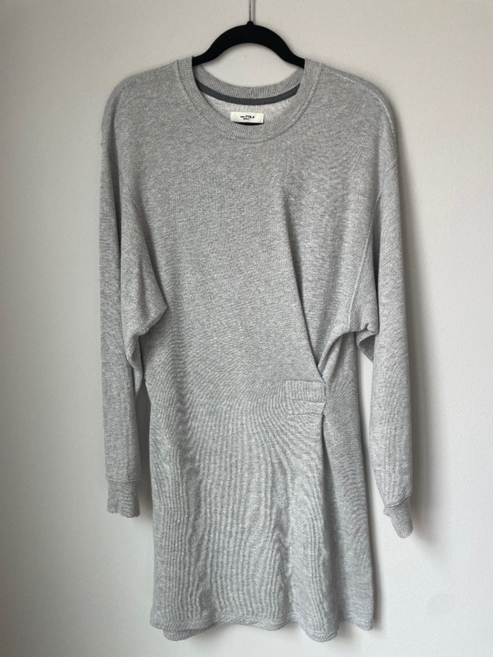Isabel Marant Étoile Gray French Terry Gathered Waist Sweatshirt Dress EU 42